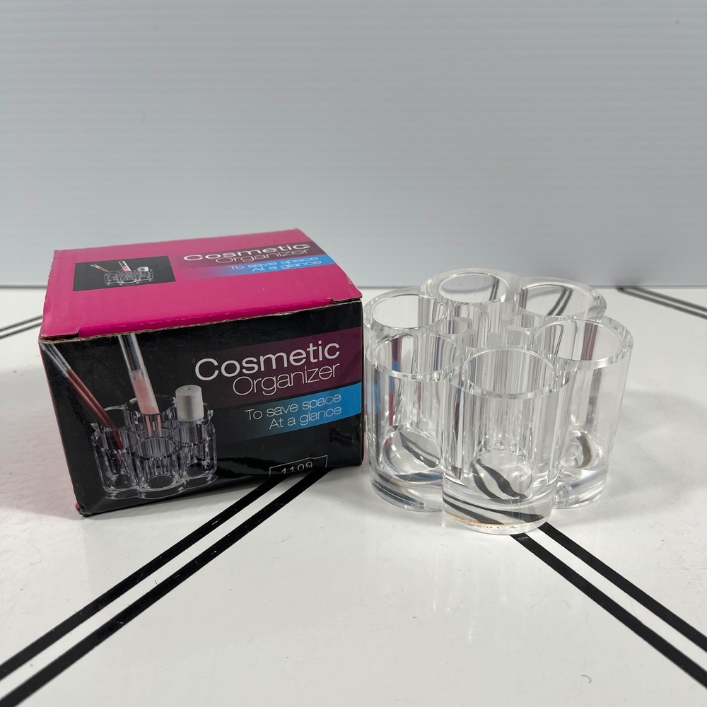 Clear Acrylic Flower Design Cosmetic Makeup Organizer‎ Stand 6 Compartments